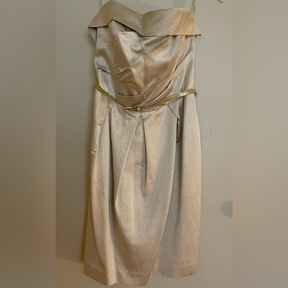 David’s Bridal Dress size 2. Run as XS. Gold color.